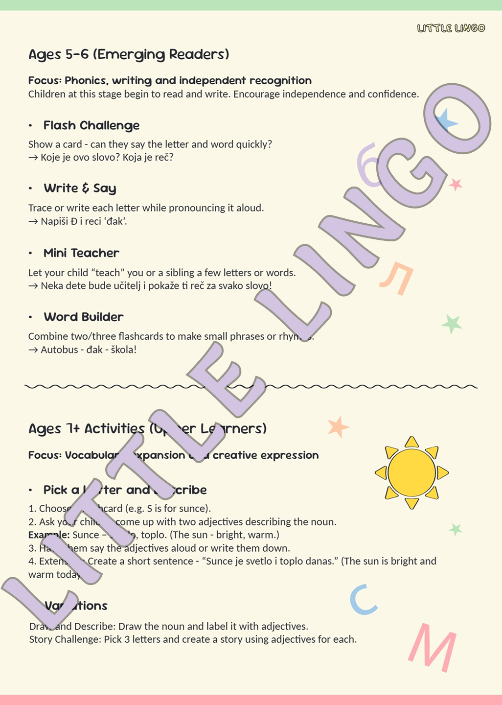 Lingo Club: Serbian Playbook for Kids (Digital PDF)