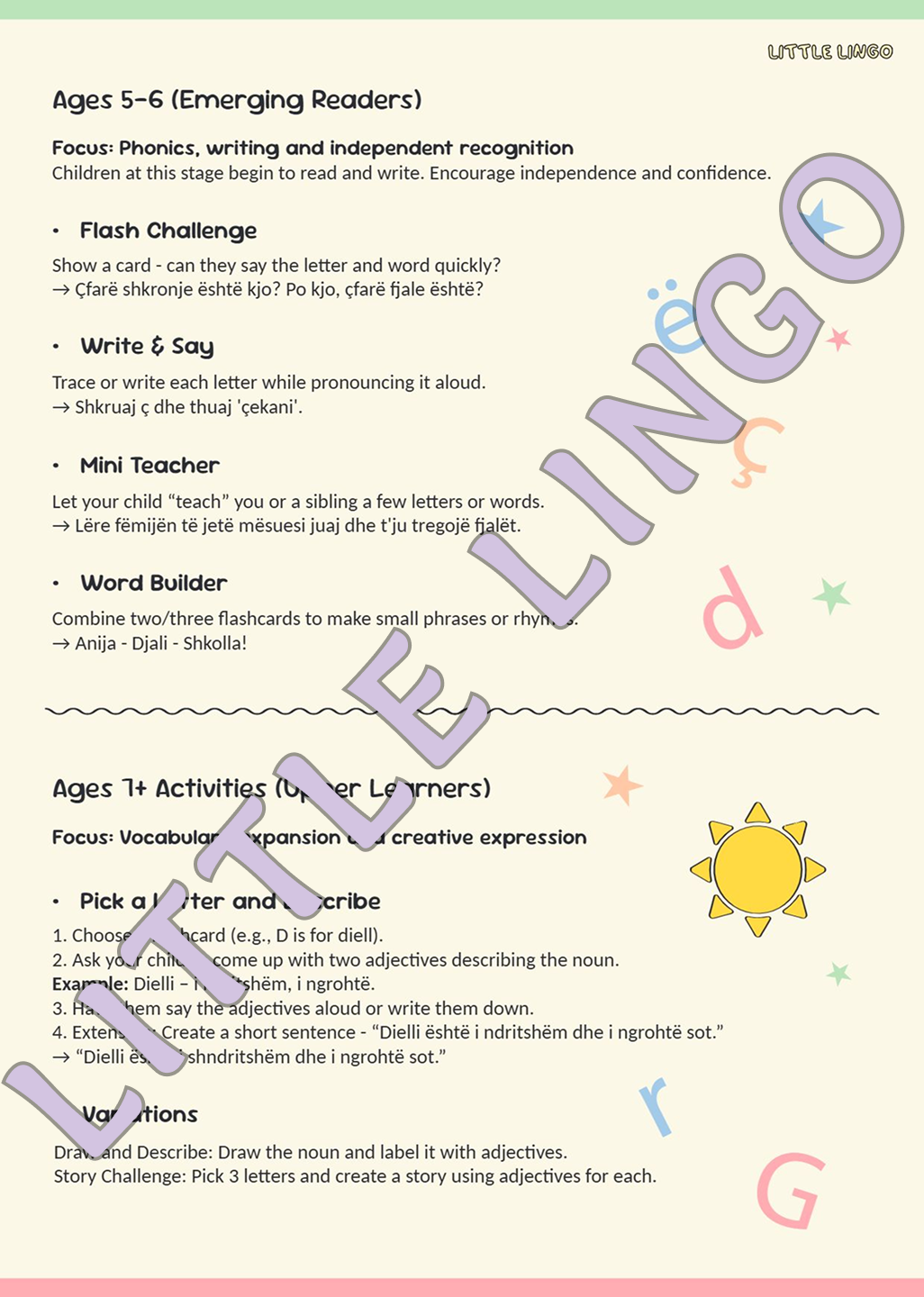 Lingo Club: Albanian Playbook for Kids (Digital PDF)